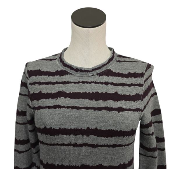 A.L.C. Conolo Knit Gray Purple Striped Pullover Crewneck Long Sleeve Size XS - Picture 7 of 9
